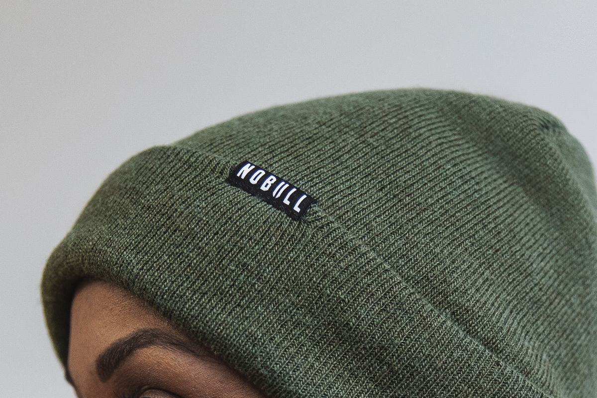 Nobull Cuffed Men's Beanie Olive | Australia (PW2019)